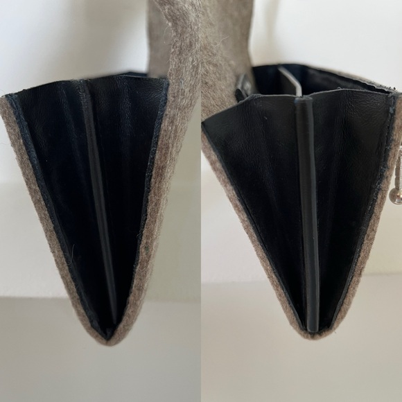 WALLET Clutch Grey Felt Black Leather Trim Details Made Canada Neutral Lagenlook - Picture 7 of 16